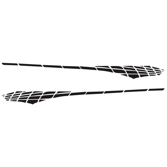 Set of two black plaid side stripe car decals with grid pattern tips