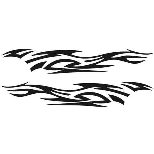 Car decorative sticker set with black flame tribal totem pattern, 2 decals