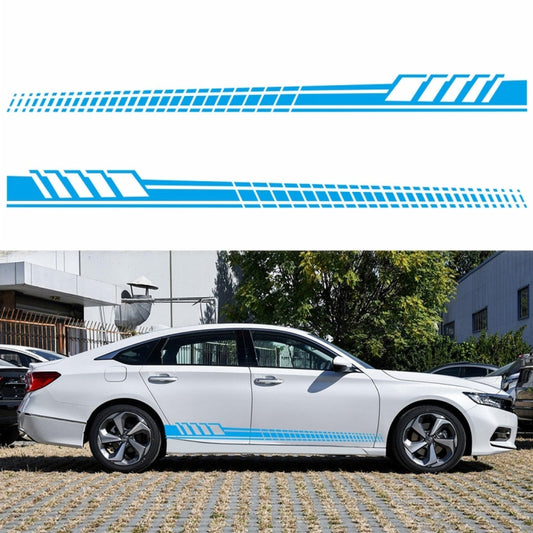 Blue striped totem car side decal set, two long graphic strips with dotted pattern