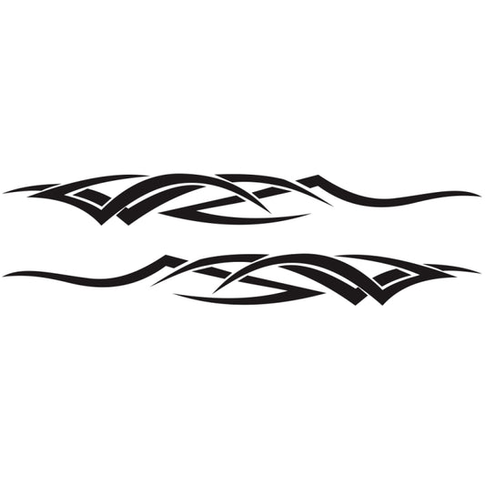 2-piece D-731 totem pattern car side decal stickers, black tribal lines.