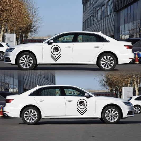 Car door skull-pattern emblem sticker, black circular logo with chevrons and star