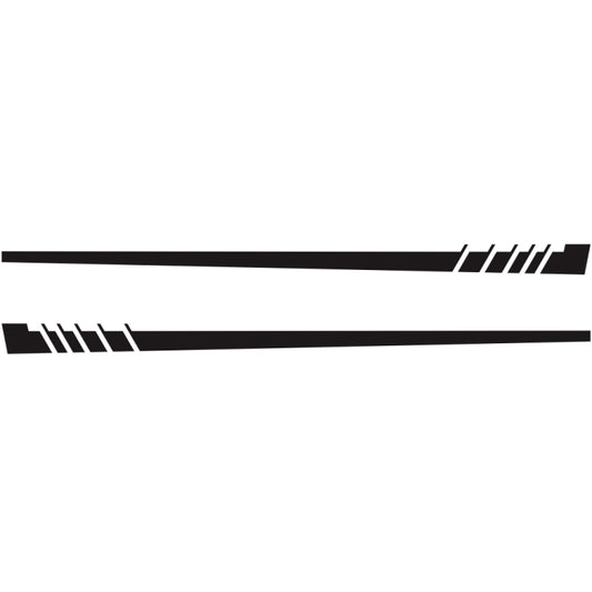 2-piece car stripe decal set with diagonal chevrons, black with dark accents