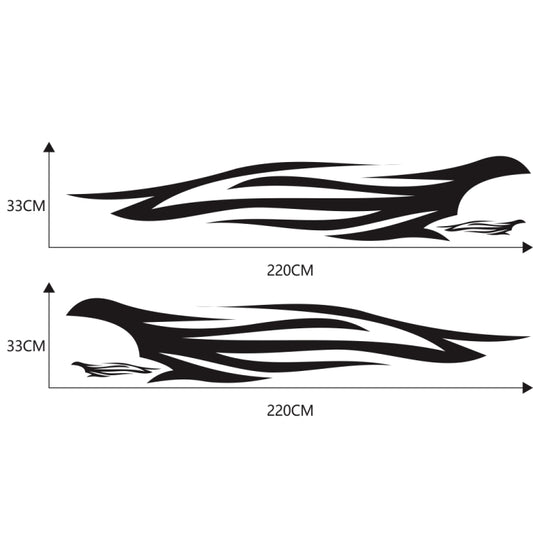 Flame totem car decal template with two black stripe sizes