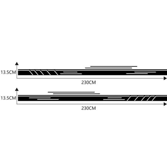 Car stripe decal set measurement template, black and white linear design