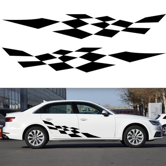 Car decorative checkered flag decal set, black-and-white diamond stripes (2 pcs)