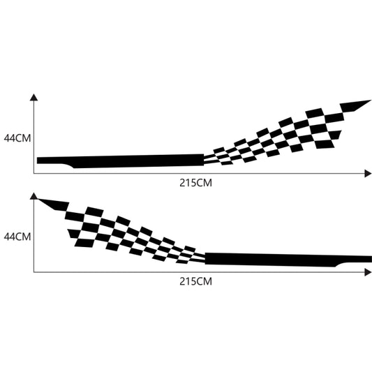 Car sticker set with checkered plaid stripes, 215cm length and 44cm height