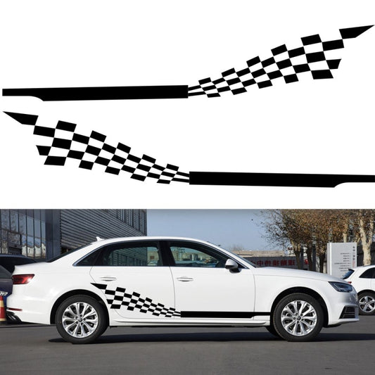 Car decal sticker set with black checkered plaid stripe design, 2 pieces