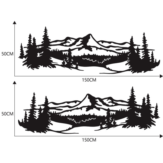 Mountains and pine tree car decorative sticker size diagram, 150 cm by 50 cm panels