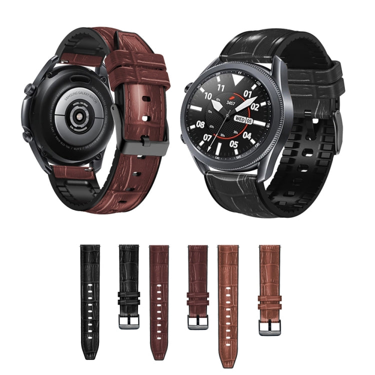 Set of textured silicone watch bands in black, dark brown, and brown with metal buckles