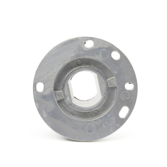 Metal rearview mirror bracket bushing flange with center hole and bolt holes
