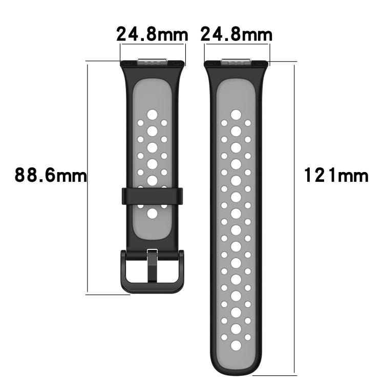 Silicone watch band size diagram: 88.6 mm, 24.8 mm width, 121 mm length