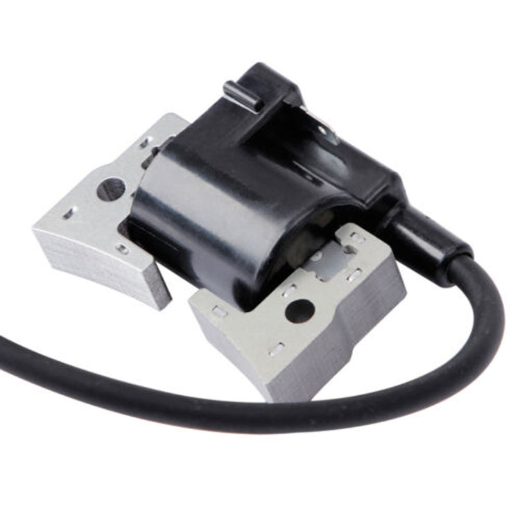 Ignition coil with black canister, metal mounts, and attached wire
