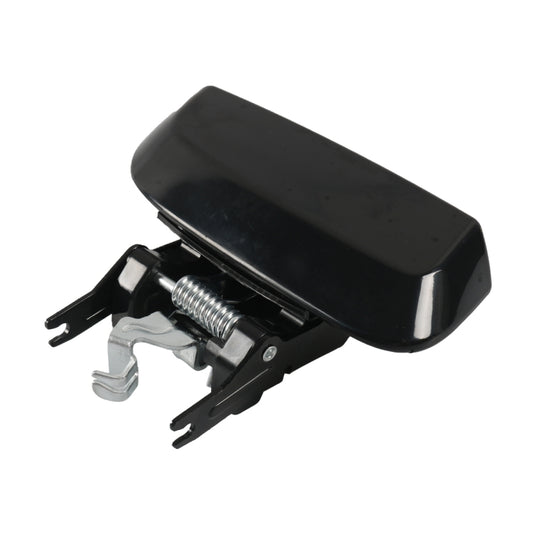 Black exterior left rear door handle assembly with bracket and spring hardware