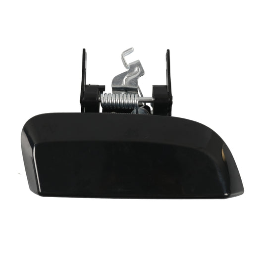 Black exterior left rear door handle with metal latch and return spring mechanism