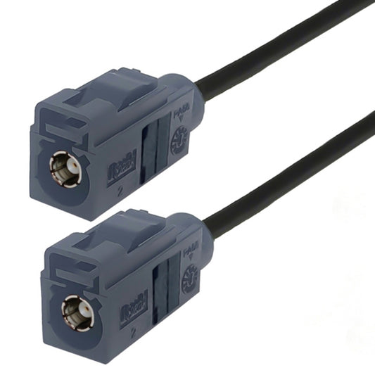 Fakra A female to Fakra A female coaxial extension cable with two connectors on black cable