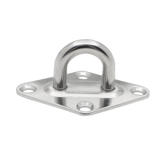 Stainless steel door hinge buckle with arched U-loop on flat base plate