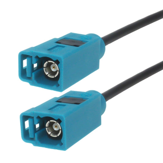Fakra Z female-to-female extension cable with two blue coax connectors