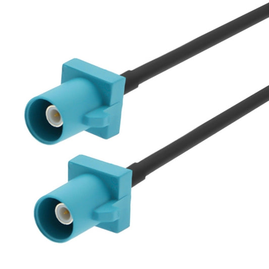 Fakra Z male to male extension cable with two blue connectors and black cable leads