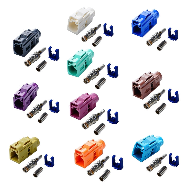 RG174 Fakra RF coax crimp connectors with terminals and blue locks