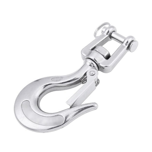 Stainless steel swivel lifting hook with latch and top chain connecting pin
