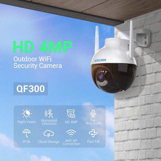 White outdoor 4MP WiFi security dome camera with AI humanoid tracking