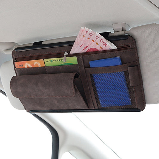 2 PCS Car Sun Viso Sheepskin Leather Storage Bag