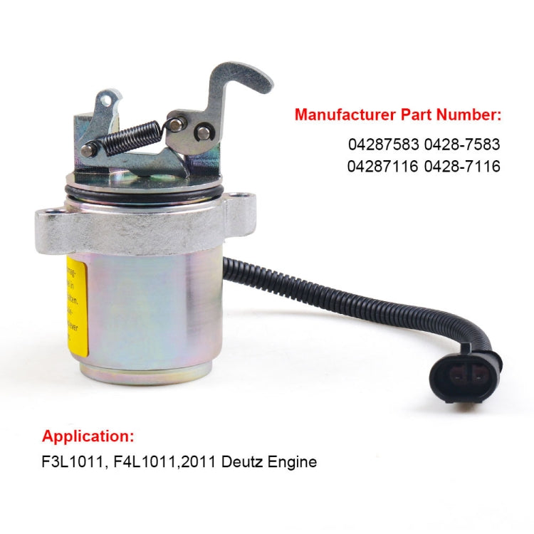 Fuel shutoff solenoid valve with actuator lever, wiring harness, and plug