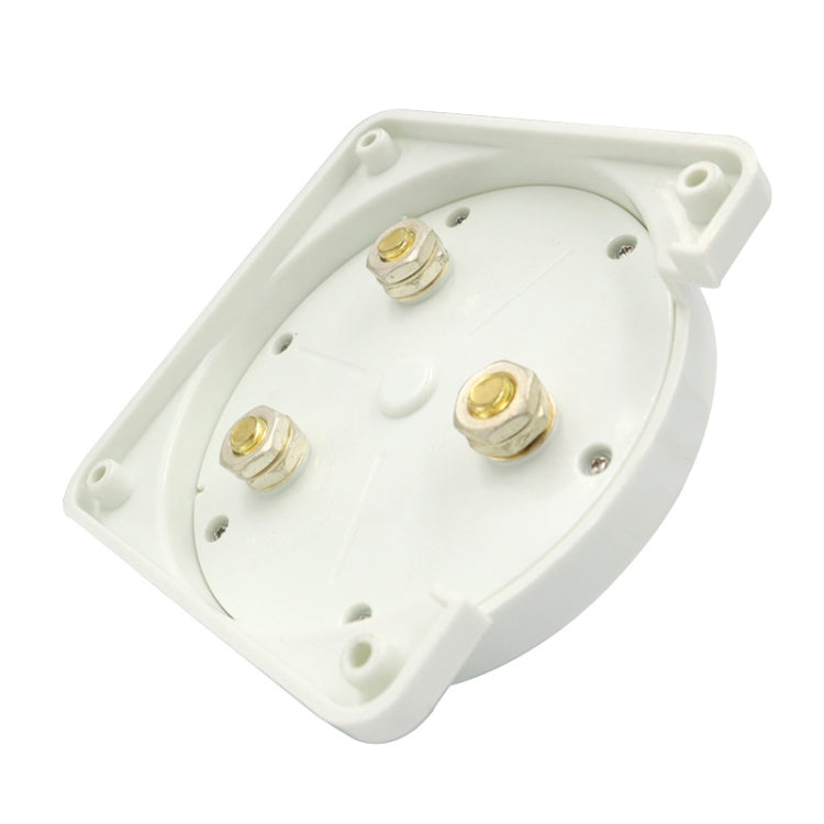 White switch base with four brass terminals and mounting screw holes