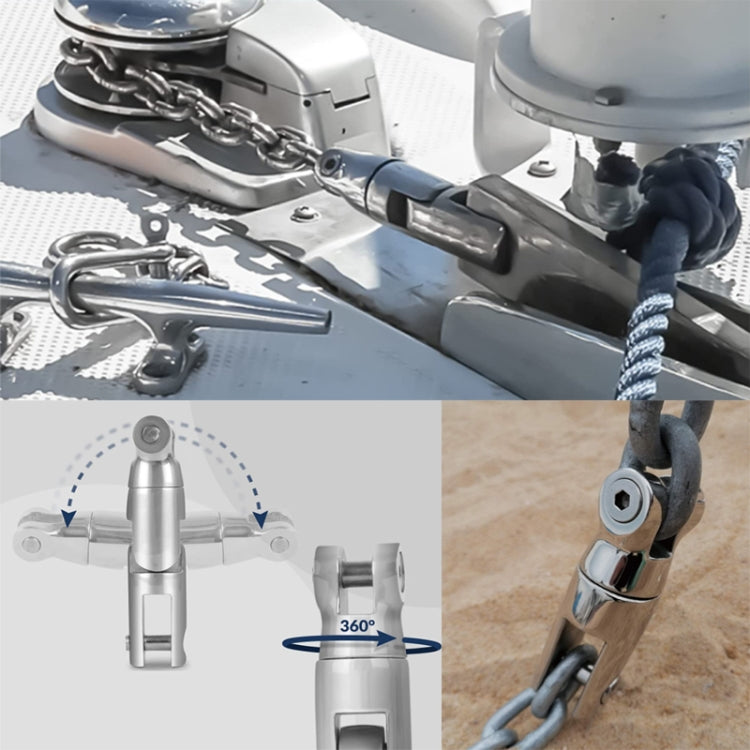 Stainless steel rotary joint installed on marine anchor chain with swivel action