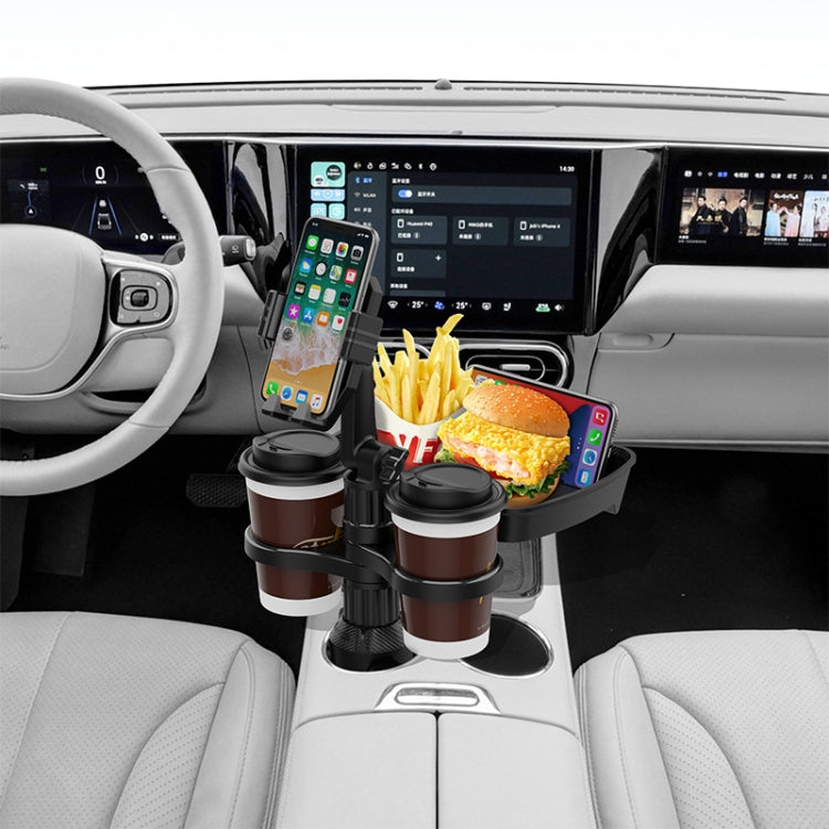 Car 360 rotating phone holder with two cup holders, dark base
