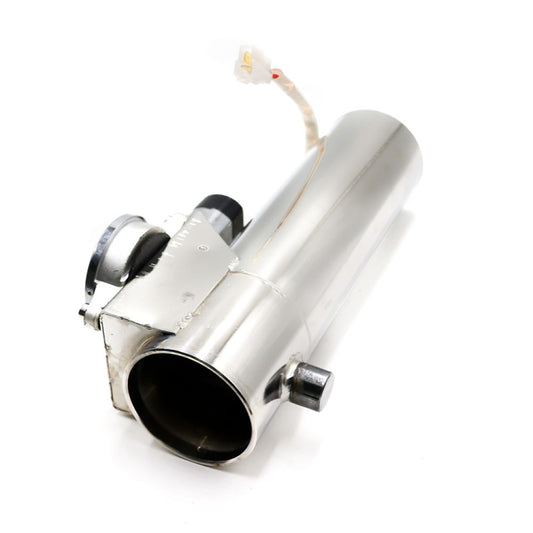 Stainless steel exhaust valve straight pipe with side actuator and inlet flange
