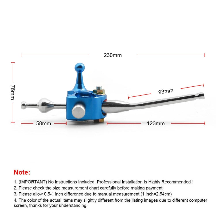 Gear shift lever dimensions diagram: 230mm length, 93mm width, 58mm height