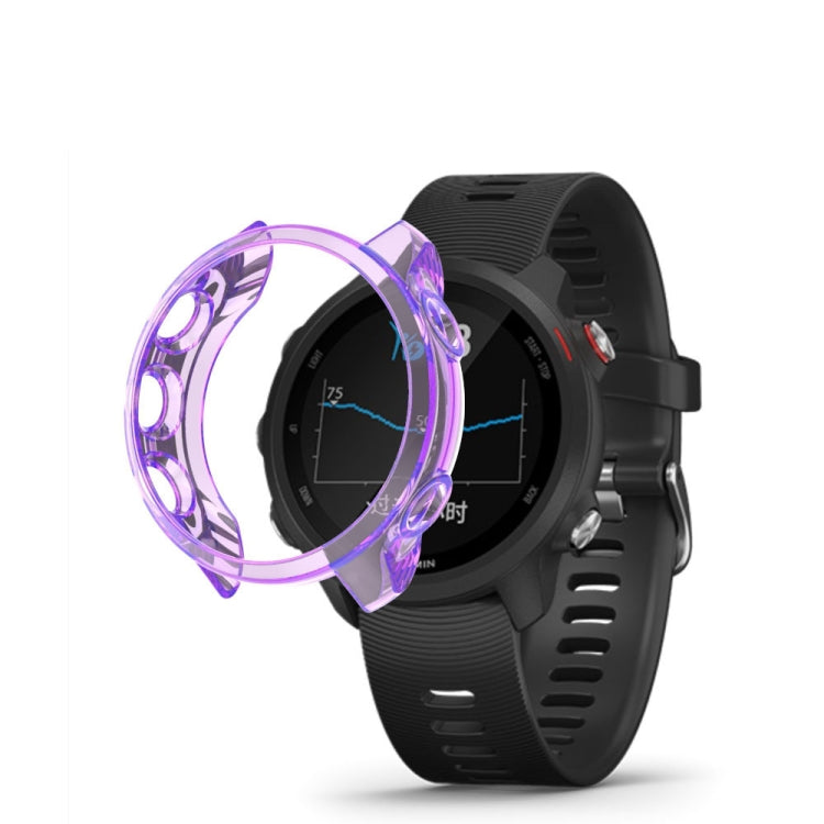Translucent TPU watch screen case, purple translucent guard on black sports watch