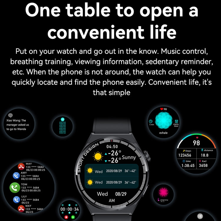 Smartwatch with black silicone band and bright fitness icons on the display screen