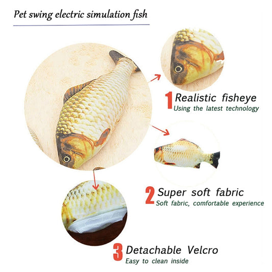 Realistic electric simulation fish toy with soft fabric, textured skin, and big fish eye
