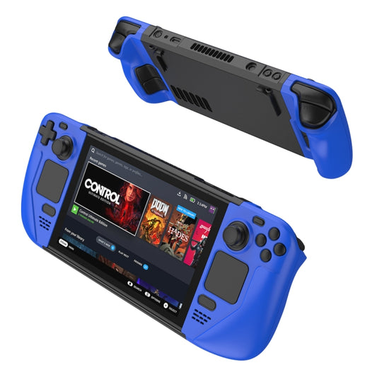 Blue anti-fall Steam Deck protective shell case with controller grips