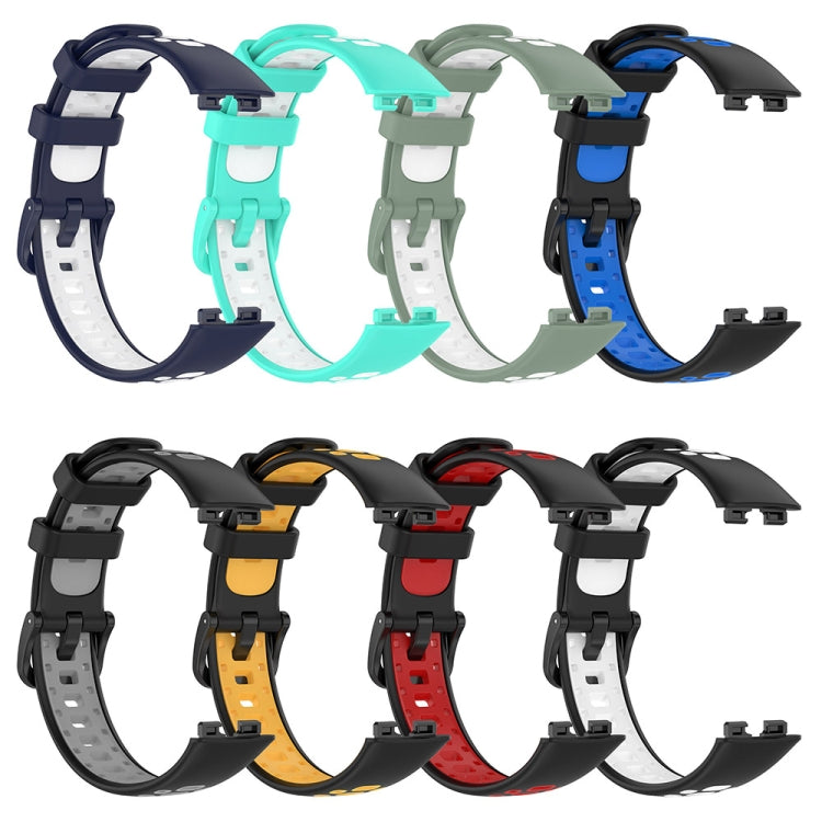 Silicone watch band assortment with multiple two-tone color straps and buckles