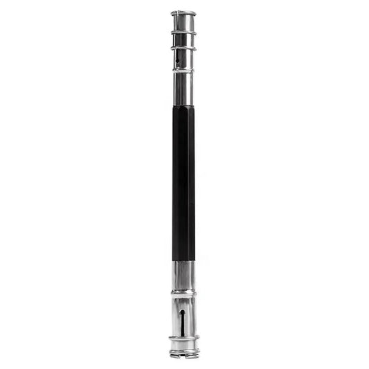 Double-ended pencil extender with black barrel and silver metal coupler rings