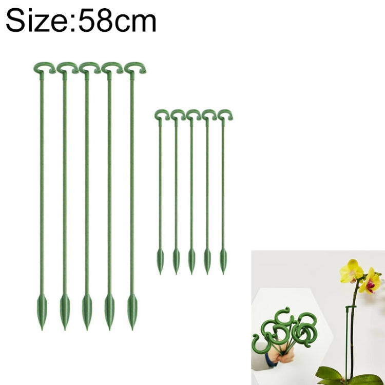 Plant support rod set, 10 flower-shaped stake guards, green, 58cm