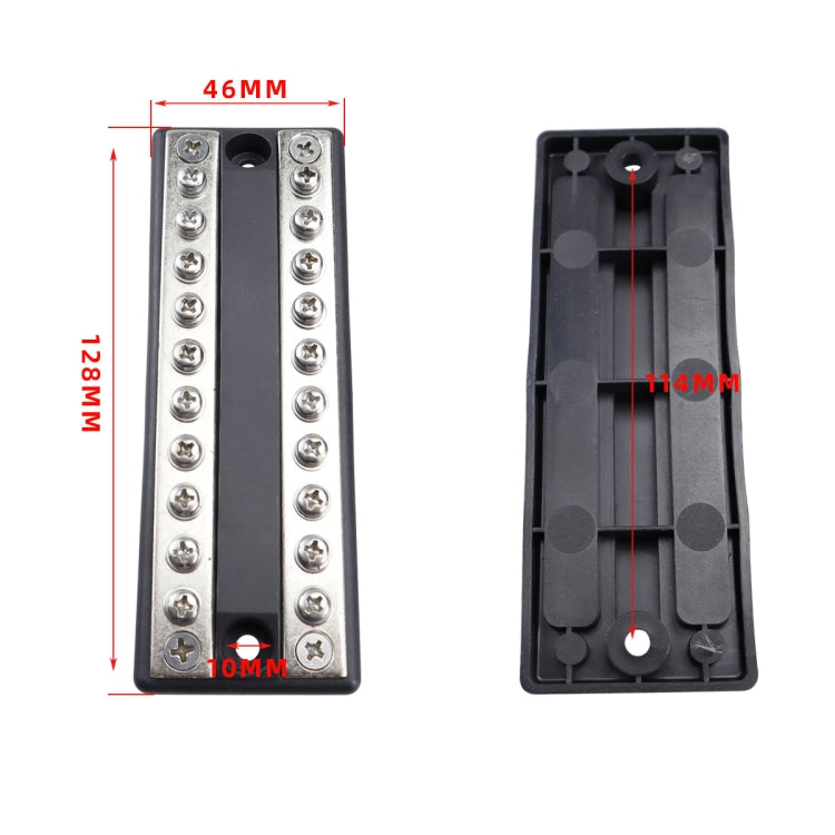 Busbar terminal block dimensions shown: 46mm width and 118mm height