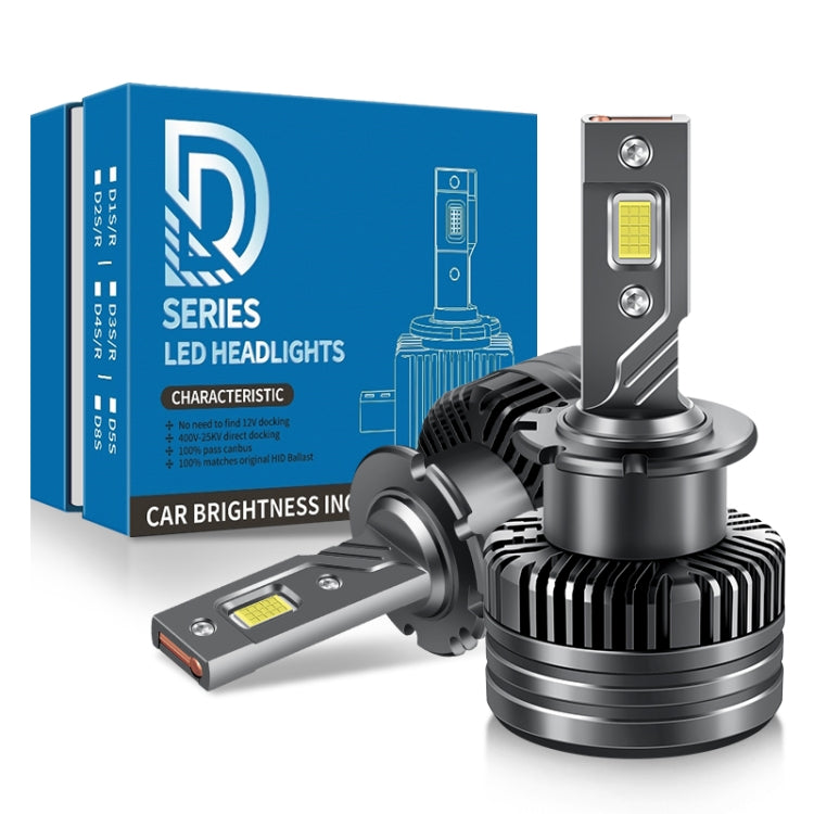 Pair of D4S/D4R style LED headlight bulbs with metal heat sink and LED modules