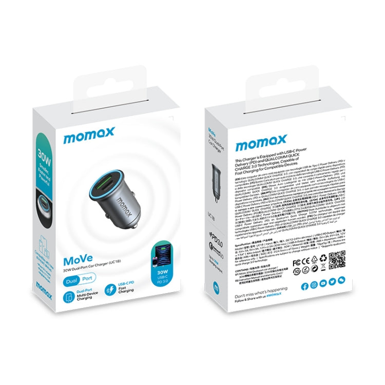MOMAX Move UC18 30W dual-port car fast charger retail box