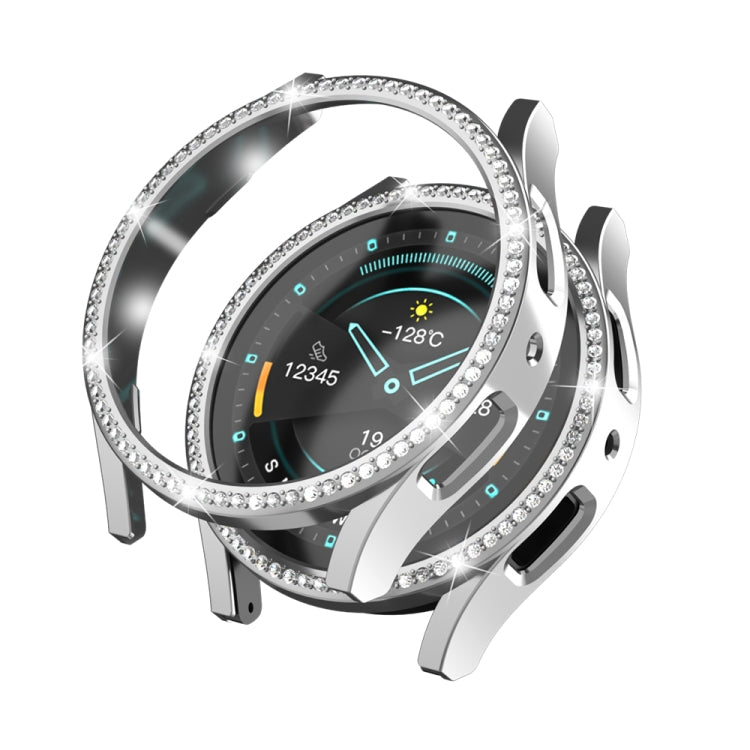 Silver diamond hollow PC protective watch case with rhinestone bezel and transparent cover
