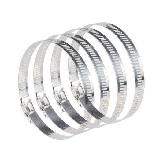 4 PCS Stainless Steel Hose Clamps Pipe Clip Fuel Line Clip, Size: 91-114mm, 4 PCS Size: 91-114mm