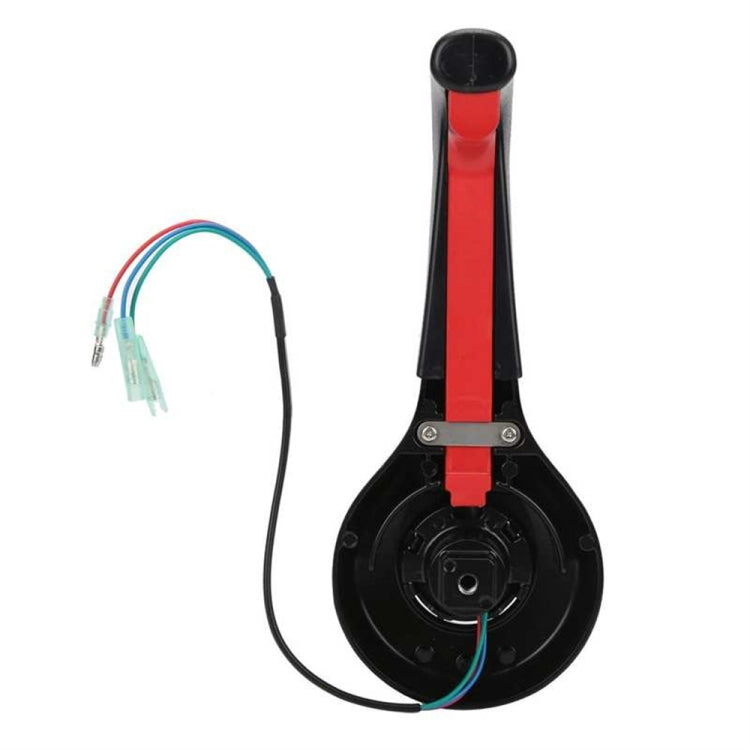 Black outboard control handle assembly with red switch cover and wiring