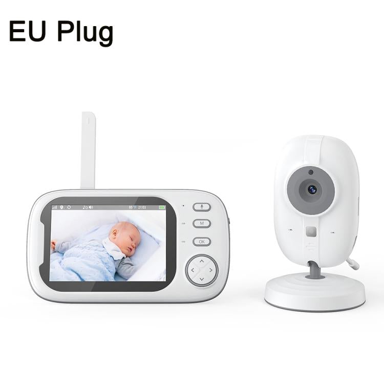 Wireless baby monitor with parent screen and white night-vision camera, EU plug