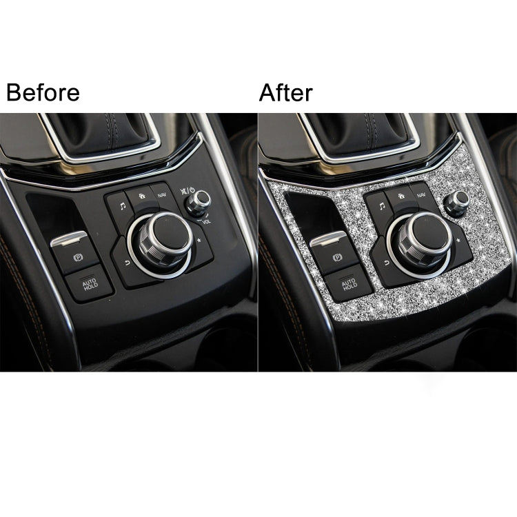 Before-and-after: diamond glitter handbrake panel sticker adds sparkle around dial