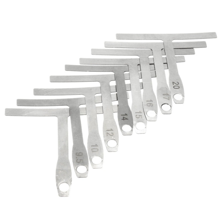 Metal 9-in-1 fretboard measuring ruler set, multiple T gauges with etched numbers