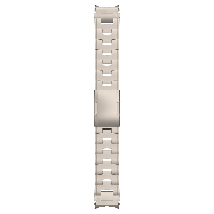 Titanium-colored metal watch band strap with button-style link segments