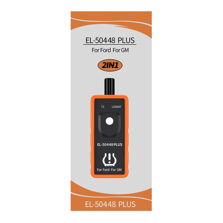 2-in-1 TPMS reset tool retail box with orange and black device image